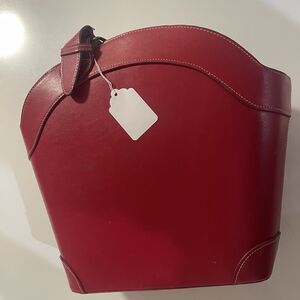 Genuine Vibrant Red Tote Bag Basket with Handle Storage Beach Gift Tote #E1507S